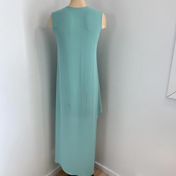 No Brand Women's Small Aqua Blue Sleeveless Hi Low Midi Dress Draped Cover Up - Picture 5 of 12